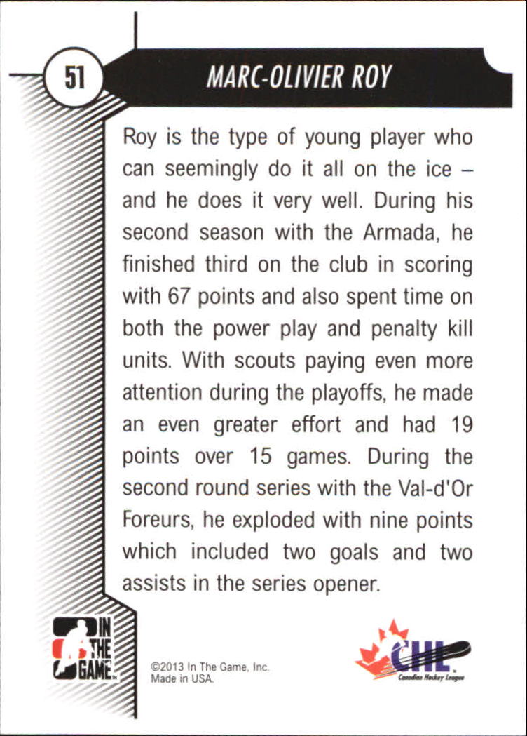 2012-13 ITG Draft Prospects #51 Marc-Olivier Roy back image
