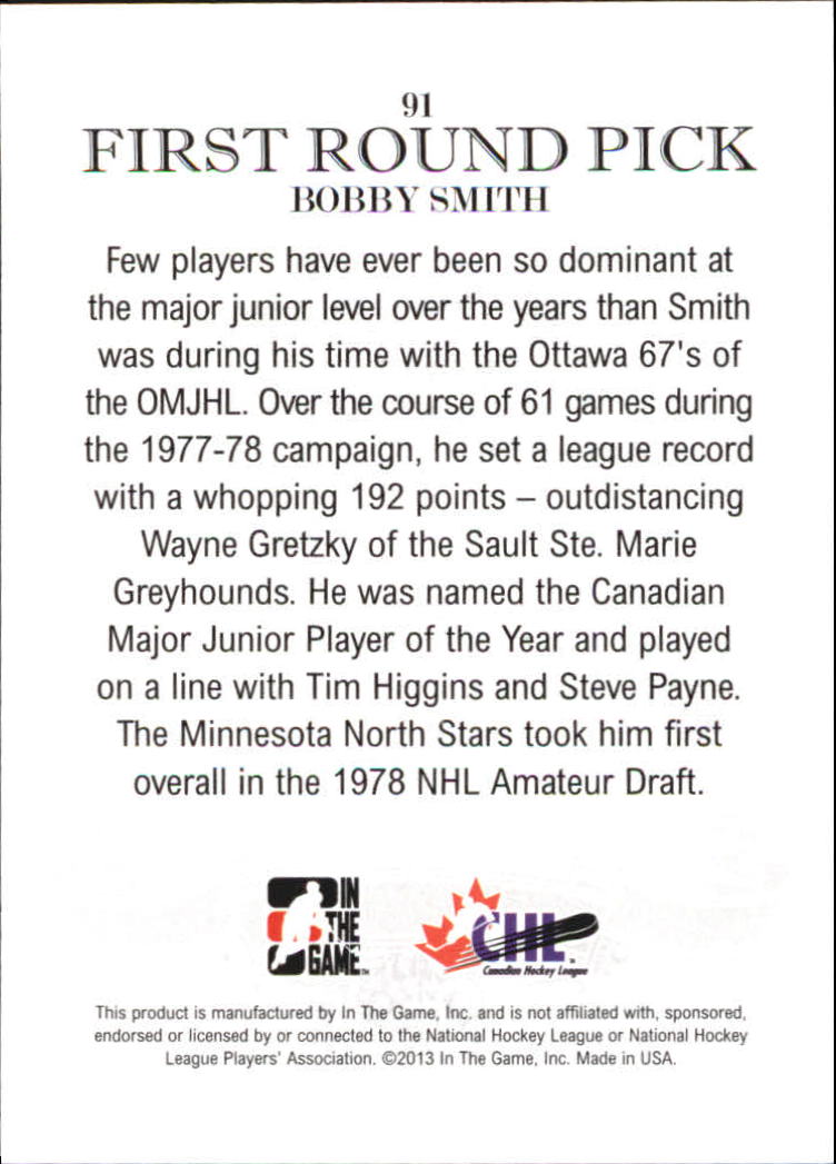 2012-13 ITG Draft Prospects #91 Bobby Smith FRP back image