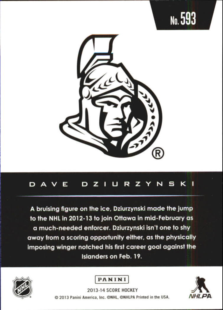 2013-14 Score #593 Dave Dziurzynski HR RC back image