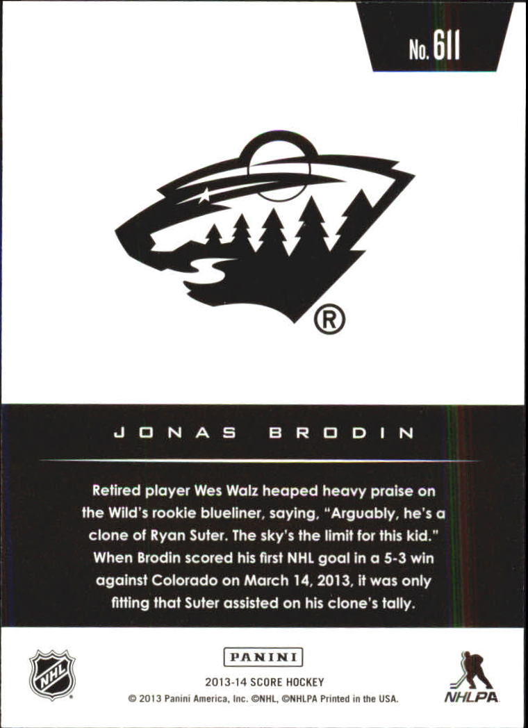 2013-14 Score #611 Jonas Brodin HR RC back image