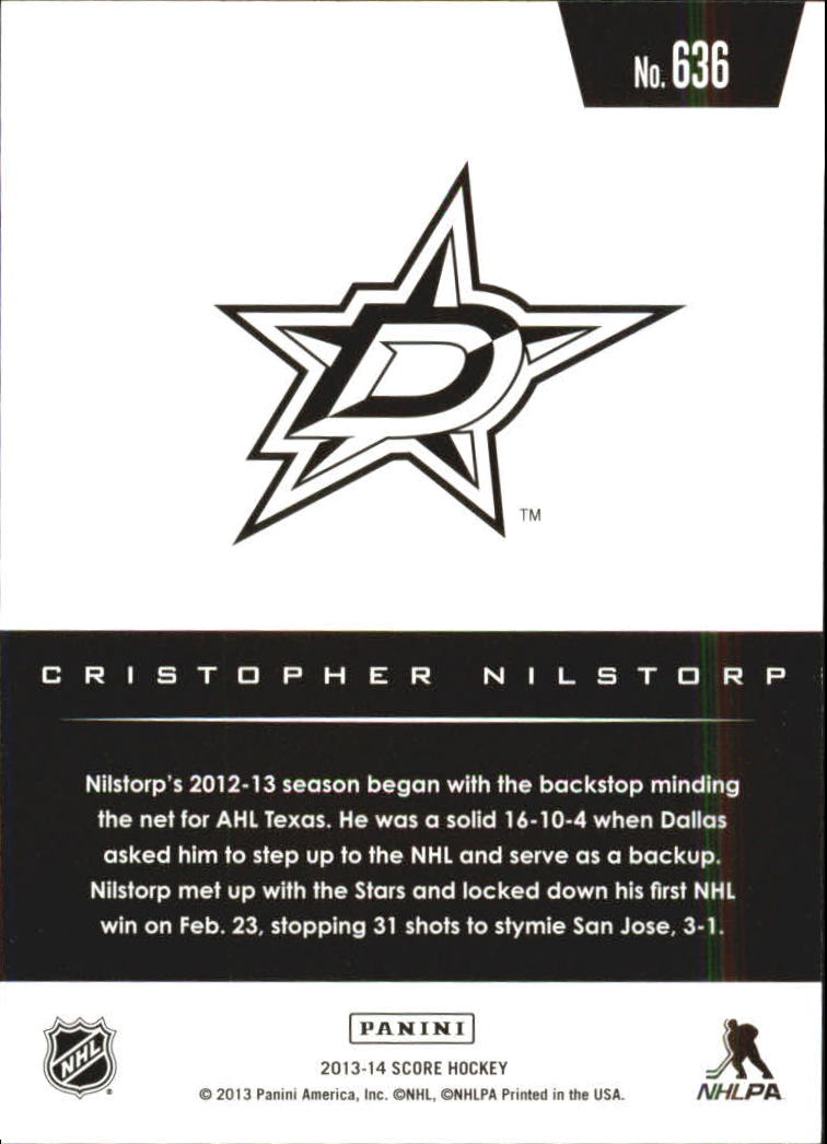 2013-14 Score #636 Christopher Nilstorp HR RC back image