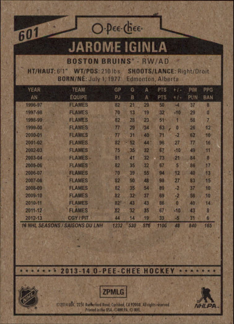 2013-14 O-Pee-Chee #601 Jarome Iginla back image