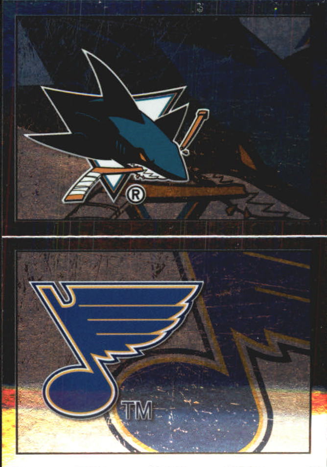 2013-14 Panini Stickers Team Logo Foils #A57 San Jose Sharks/A58. St. Louis Blues