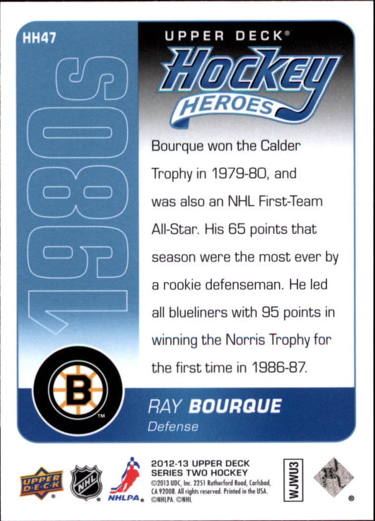 2013-14 Upper Deck Hockey Heroes #HH47 Ray Bourque back image