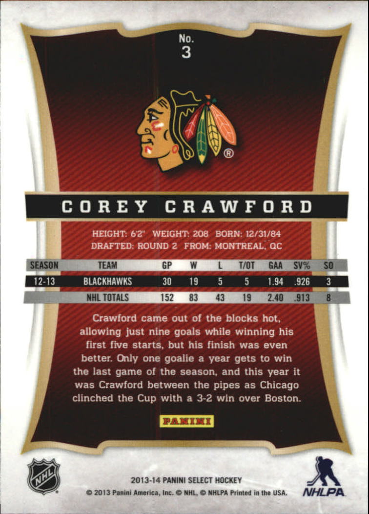 2013-14 Select #3 Corey Crawford back image