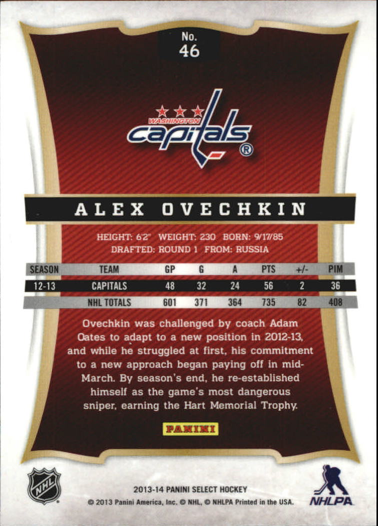 2013-14 Select #46 Alex Ovechkin back image