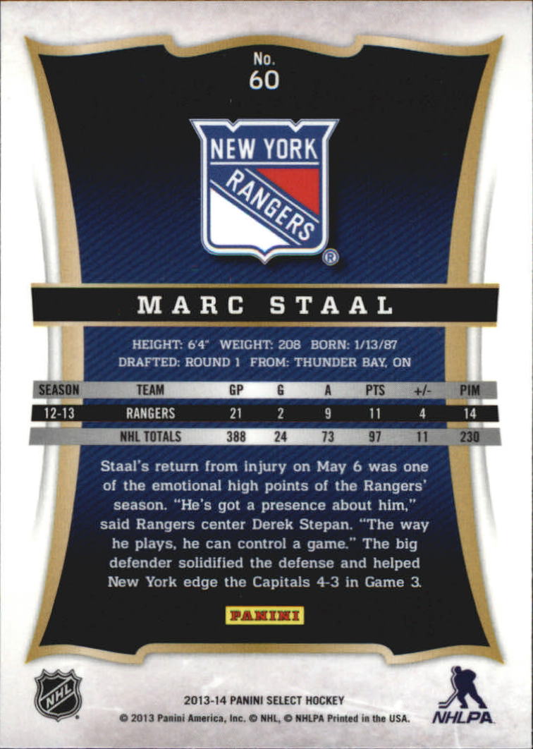 2013-14 Select #60 Marc Staal back image