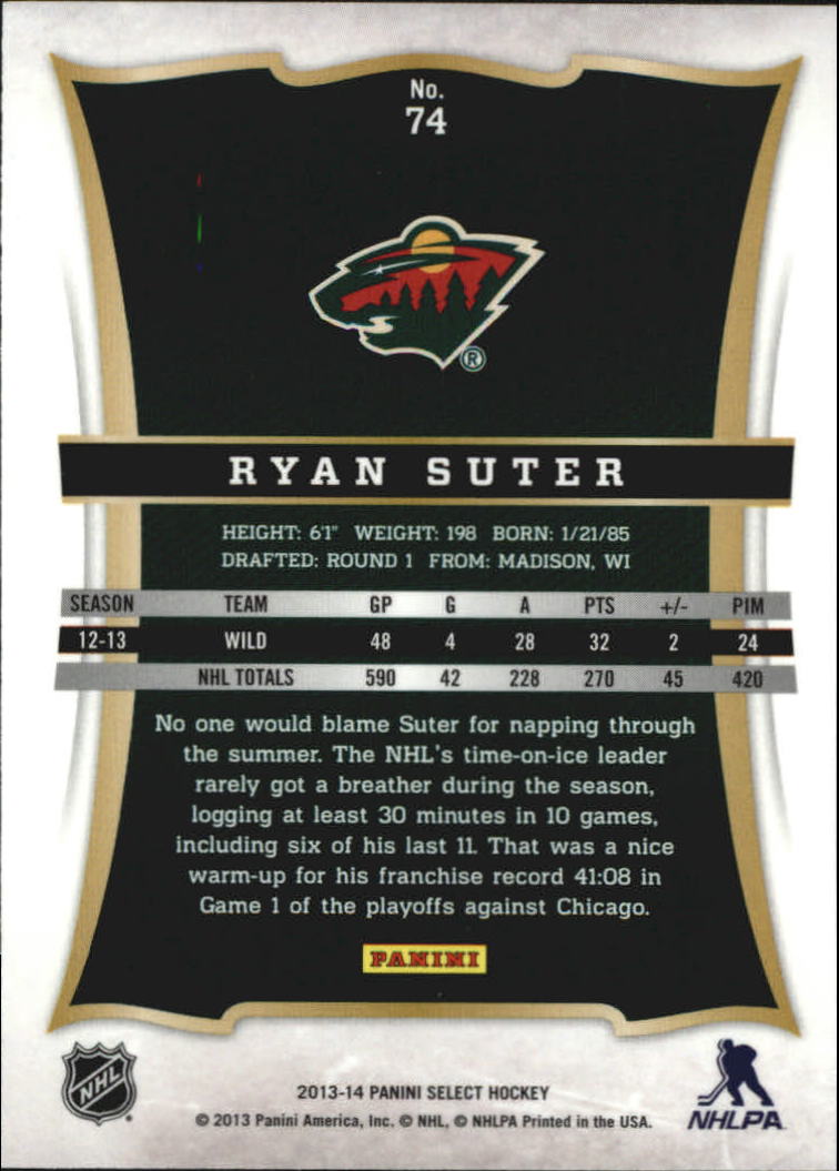 2013-14 Select #74 Ryan Suter back image
