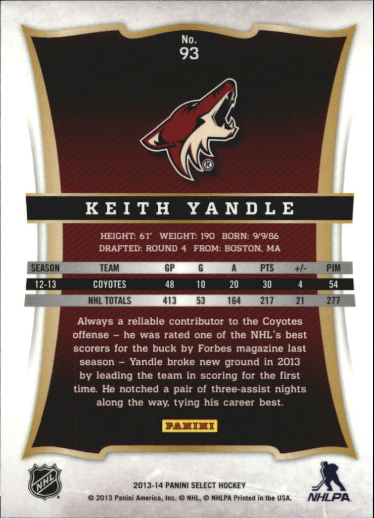 2013-14 Select #93 Keith Yandle back image