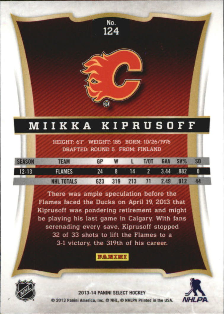 2013-14 Select #124 Miikka Kiprusoff back image