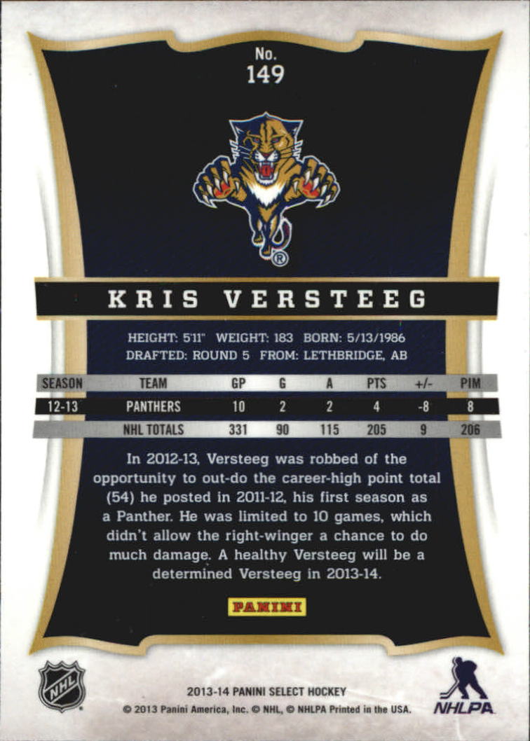 2013-14 Select #149 Kris Versteeg back image