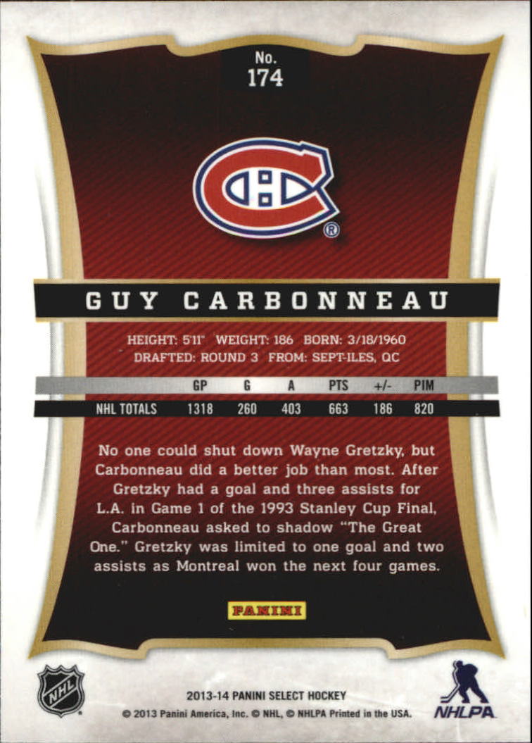 2013-14 Select #174 Guy Carbonneau back image