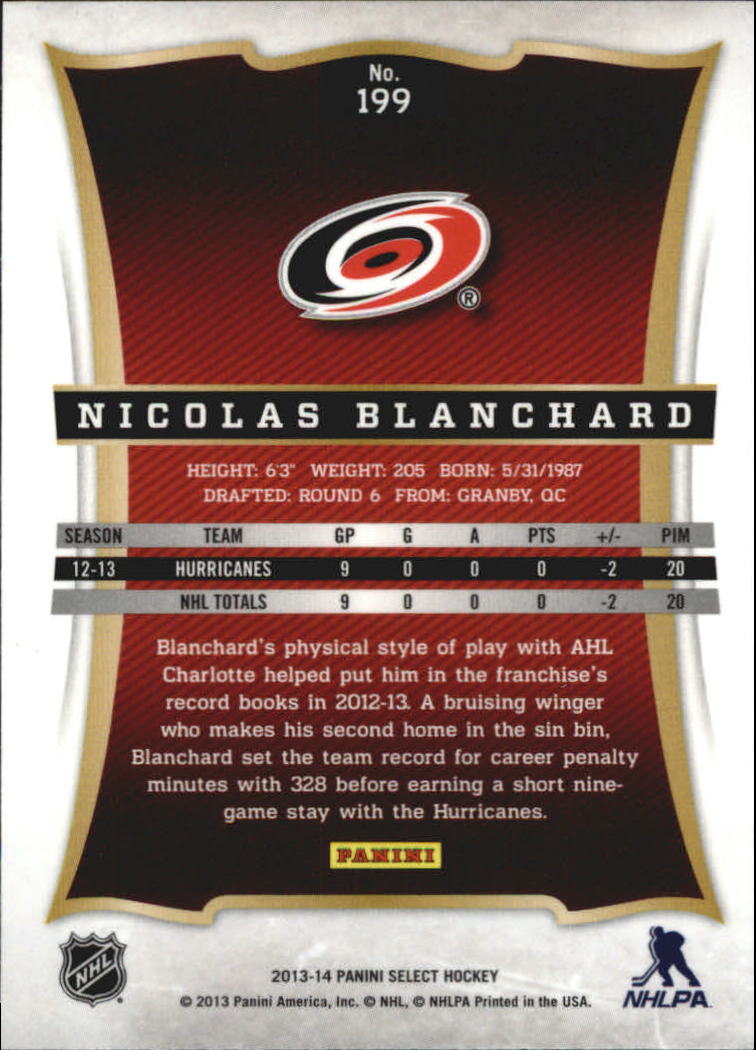 2013-14 Select #199 Nicolas Blanchard RC back image