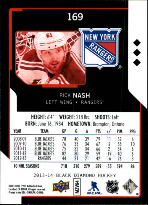 2013-14 Black Diamond #169 Rick Nash