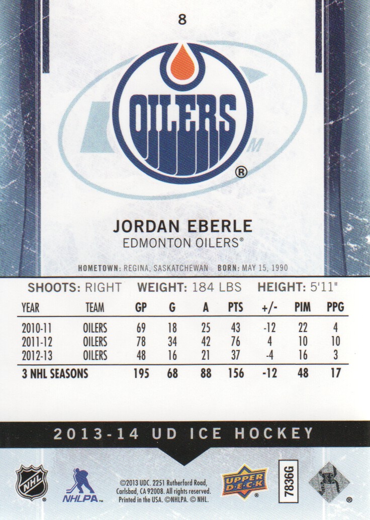 2013-14 Upper Deck Ice #8 Jordan Eberle back image