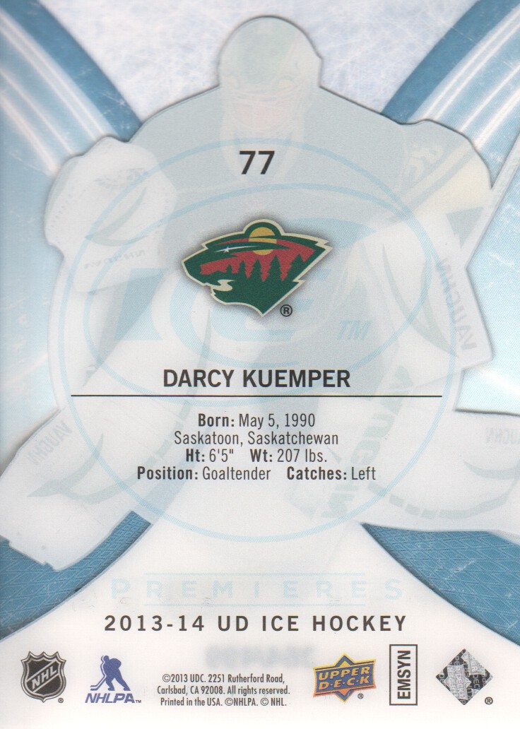 2013-14 Upper Deck Ice #77 Darcy Kuemper/499 RC back image