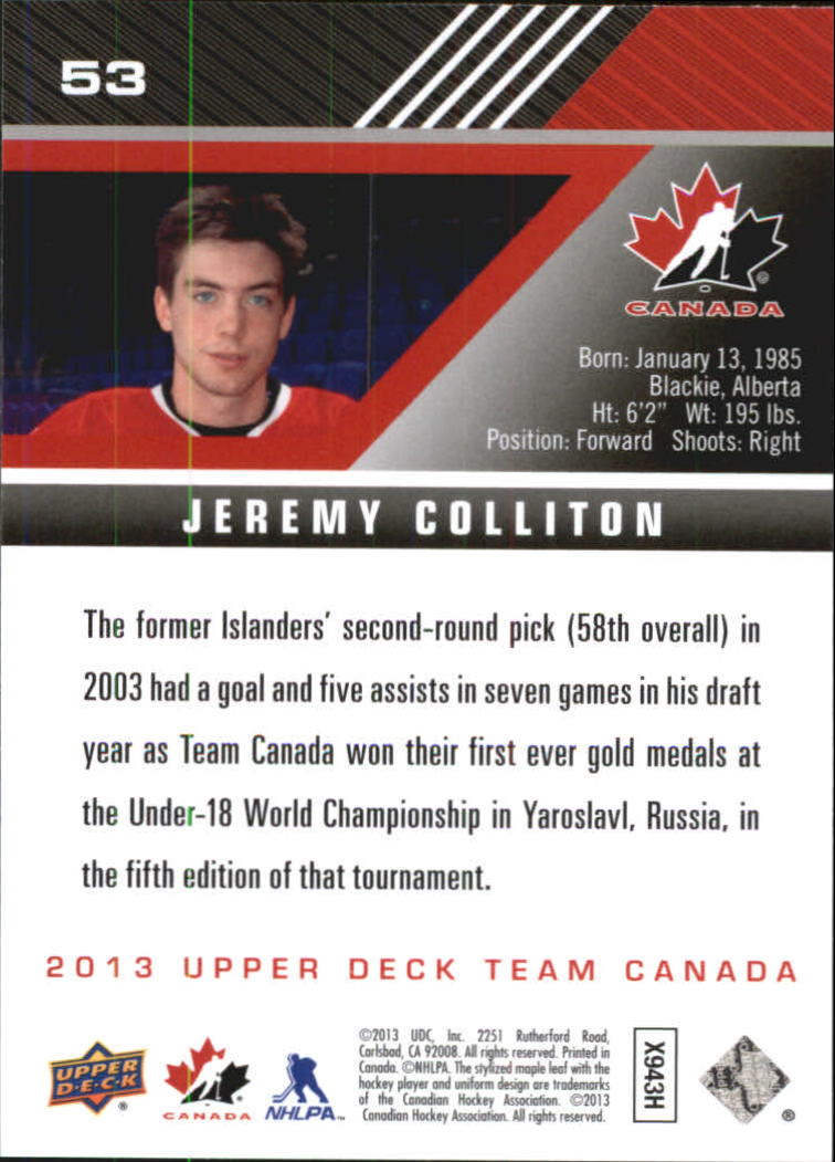 A2632- 2013-14 Upper Deck Team Canada Hk #s 1-220 -You Pick- 15+ FREE US SHIP - Picture 105 of 401