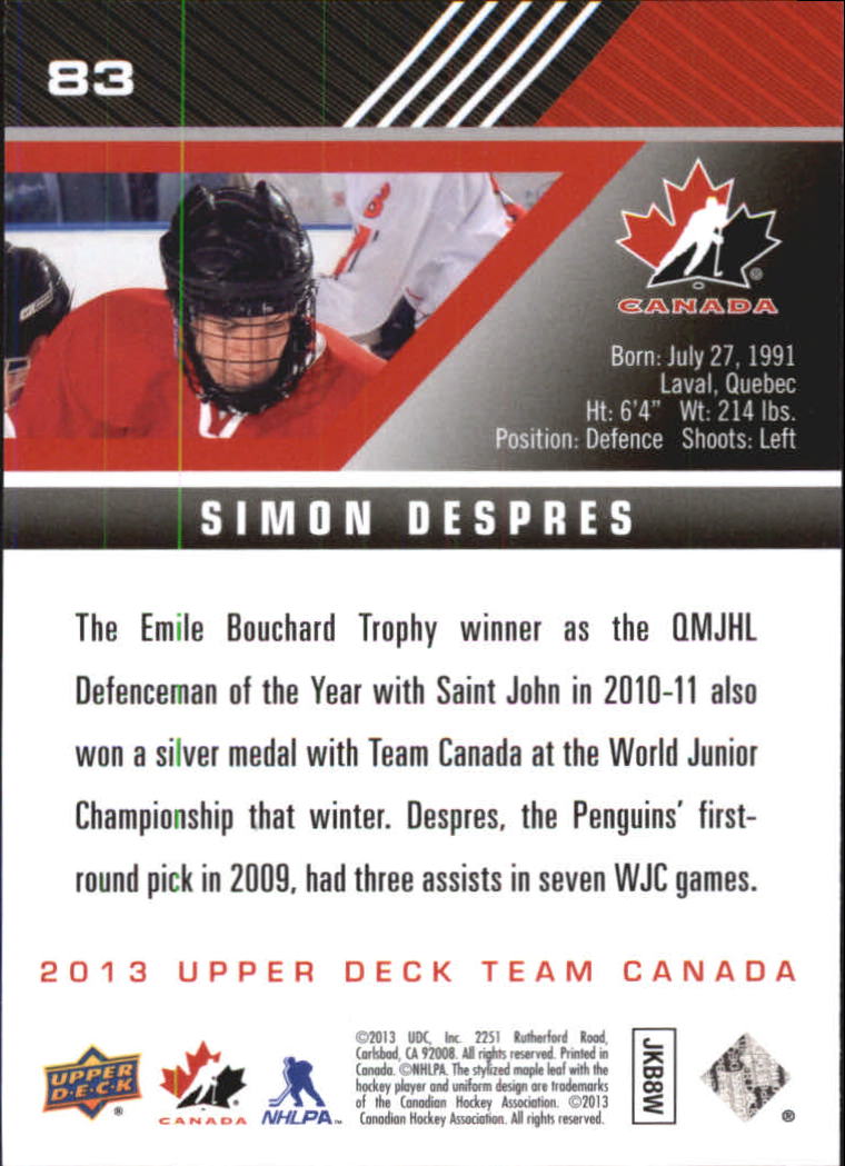 A2632- 2013-14 Upper Deck Team Canada Hk #s 1-220 -You Pick- 15+ FREE US SHIP - Picture 165 of 401