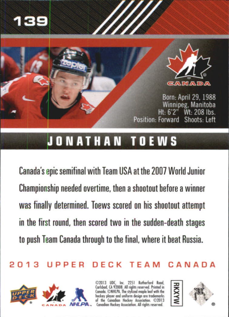 A2632- 2013-14 Upper Deck Team Canada Hk #s 1-220 -You Pick- 15+ FREE US SHIP - Picture 277 of 401