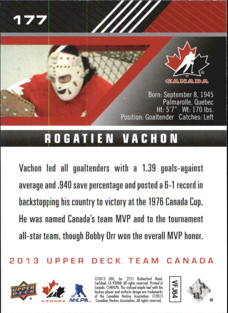 2013-14 Upper Deck Team Canada #177 Rogie Vachon back image