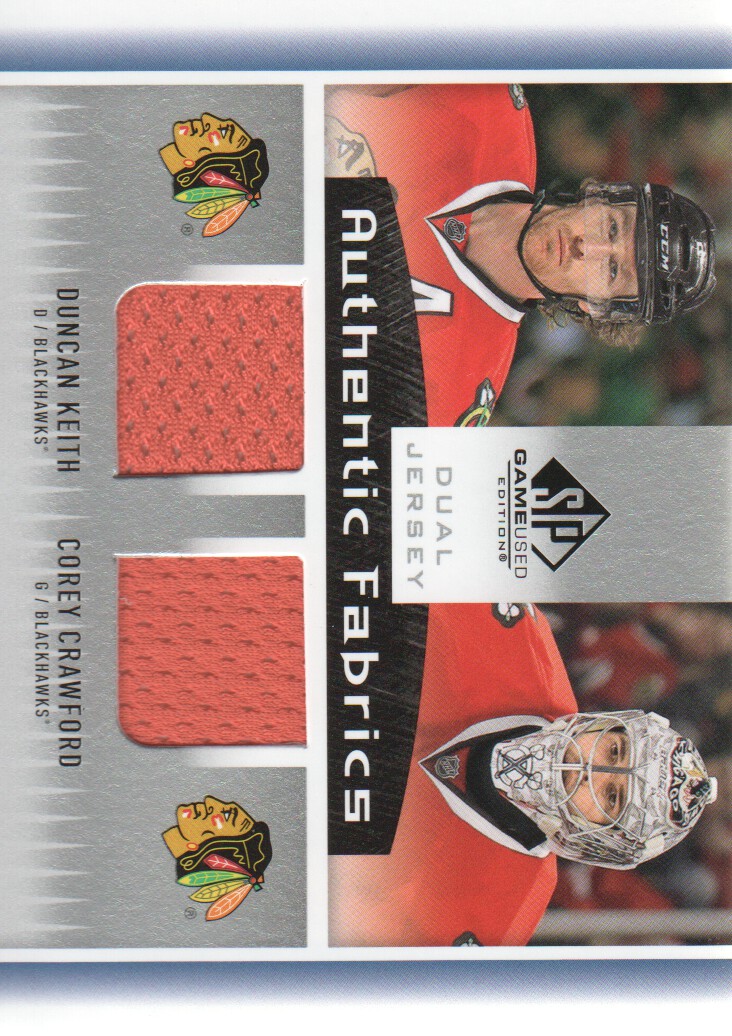 2013-14 SP Game Used Authentic Fabrics Dual #AF2KC Duncan Keith/Corey Crawford D