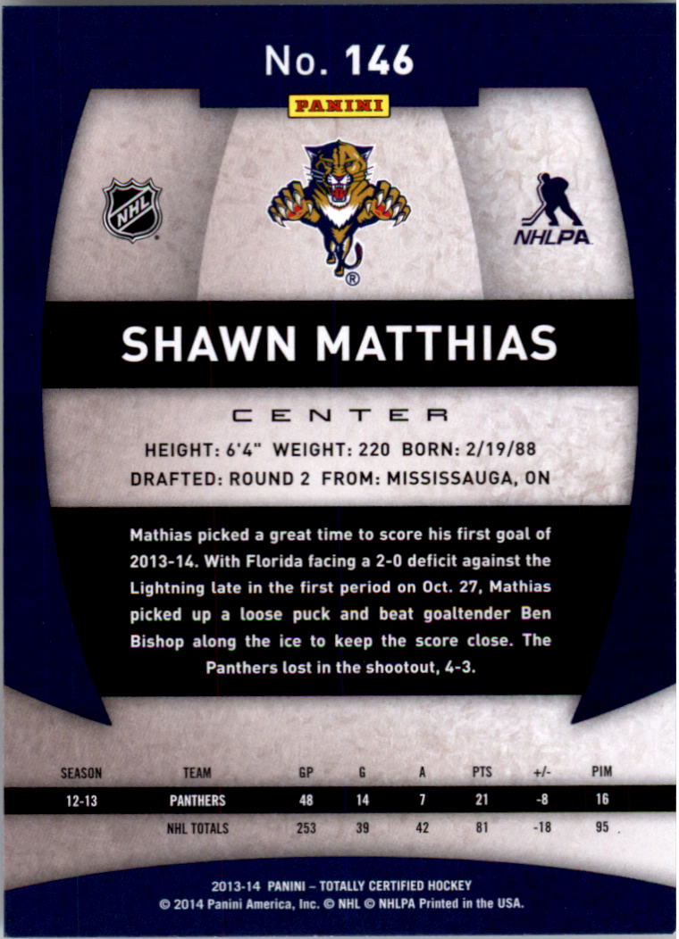 2013-14 Totally Certified #146 Shawn Matthias back image