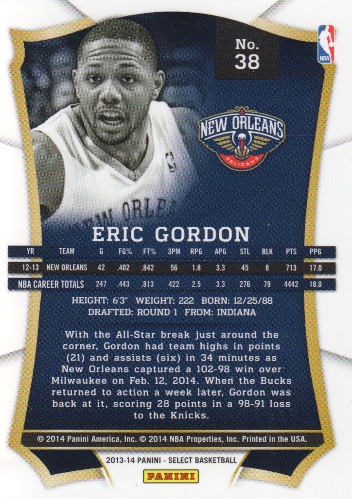 2013-14 Select #38 Eric Gordon back image