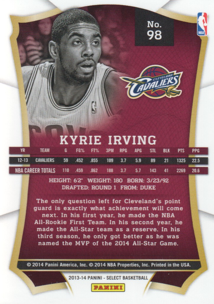 2013-14 Select #98 Kyrie Irving back image