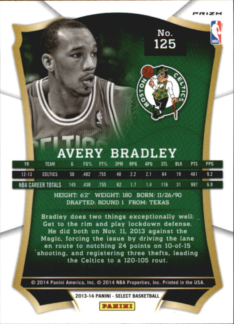 2013-14 Select Prizms #125 Avery Bradley back image