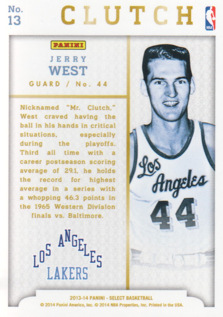 2013-14 Select Clutch #13 Jerry West back image