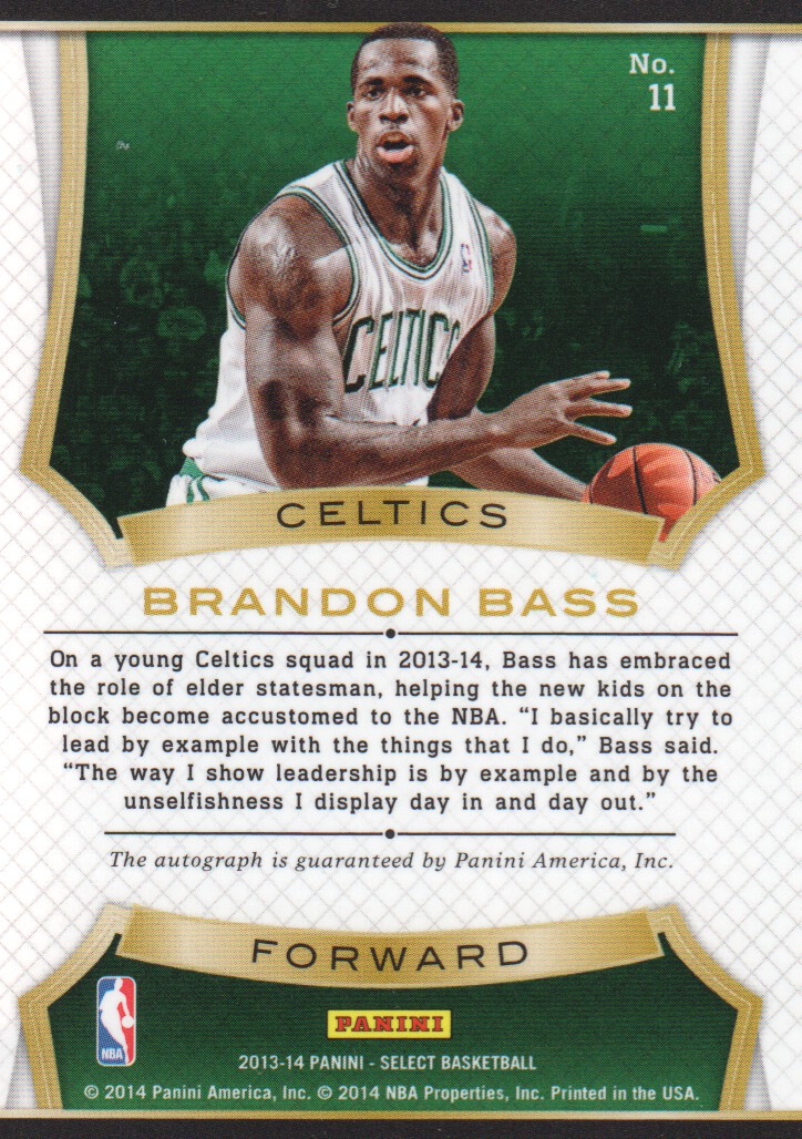 2013-14 Select Signatures #11 Brandon Bass back image