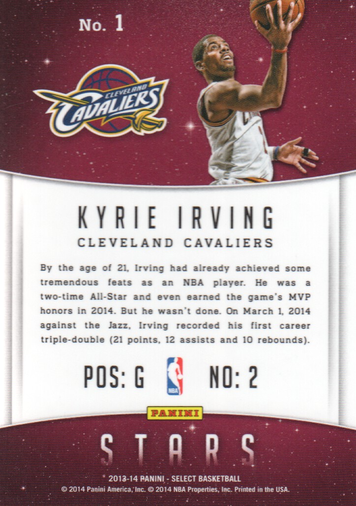 2013-14 Select Stars #1 Kyrie Irving back image