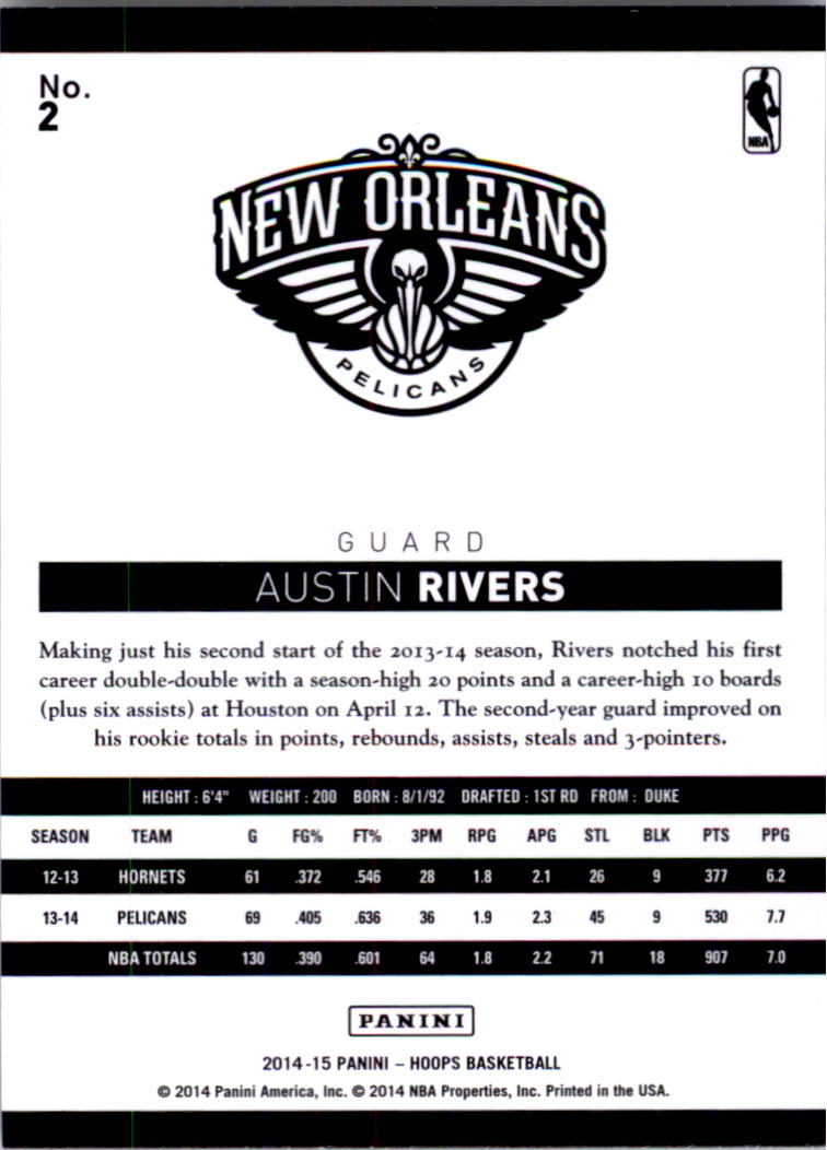 2014-15 Hoops #2 Austin Rivers back image