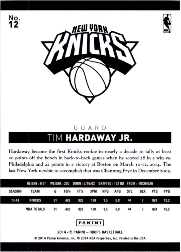 2014-15 Hoops #12 Tim Hardaway Jr. back image