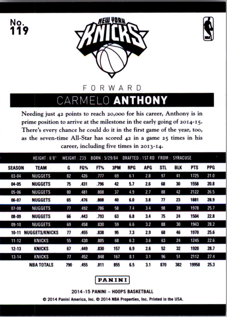 Carmelo Anthony cards (2004-2023) Nuggets Thunder Knicks Blazers - You Choose - Bild 184 von 284