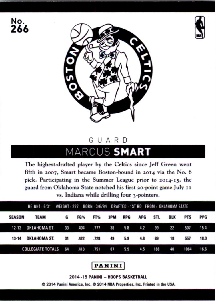 2014-15 Hoops #266 Marcus Smart RC back image