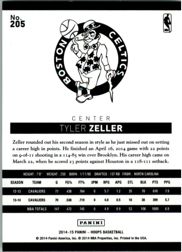 2014-15 Hoops Gold #205 Tyler Zeller back image