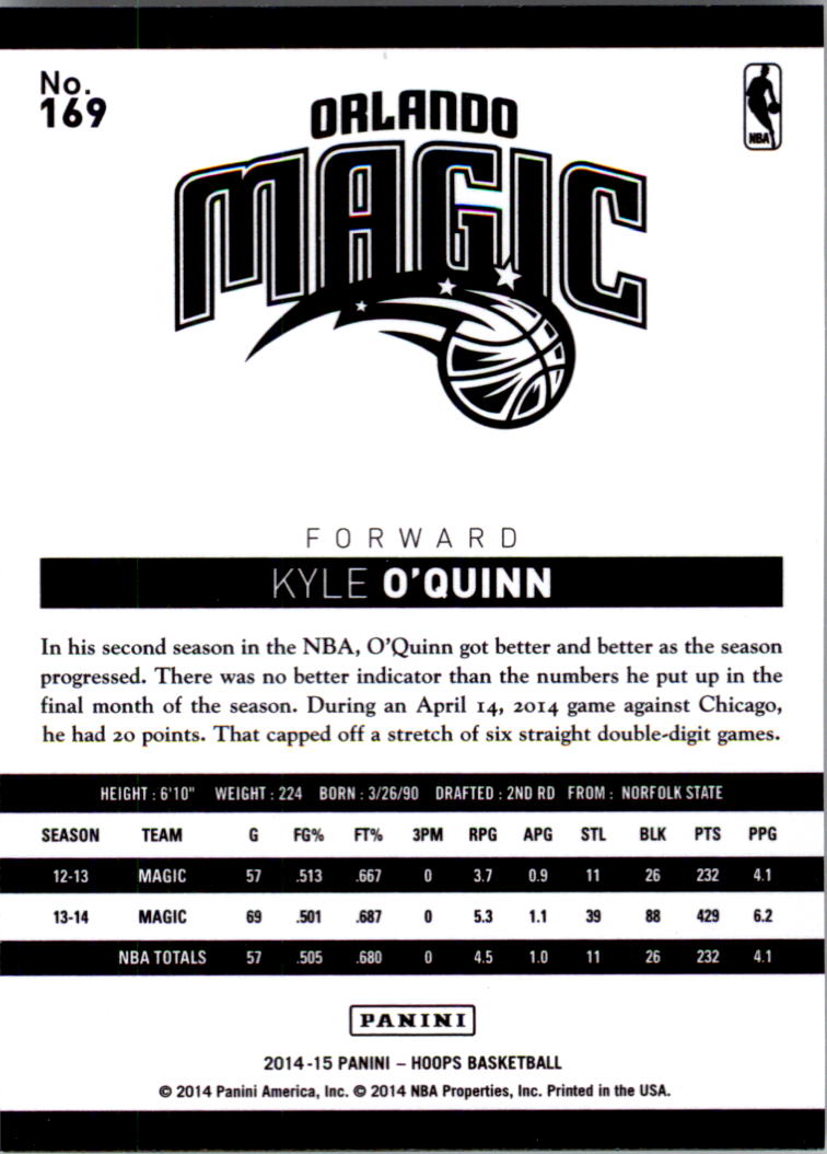 2014-15 Hoops Green #169 Kyle O'Quinn back image