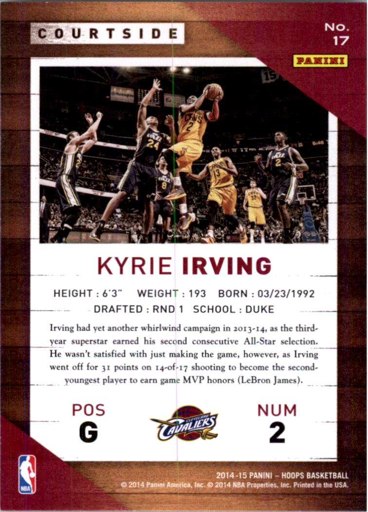 2014-15 Hoops Courtside #17 Kyrie Irving back image