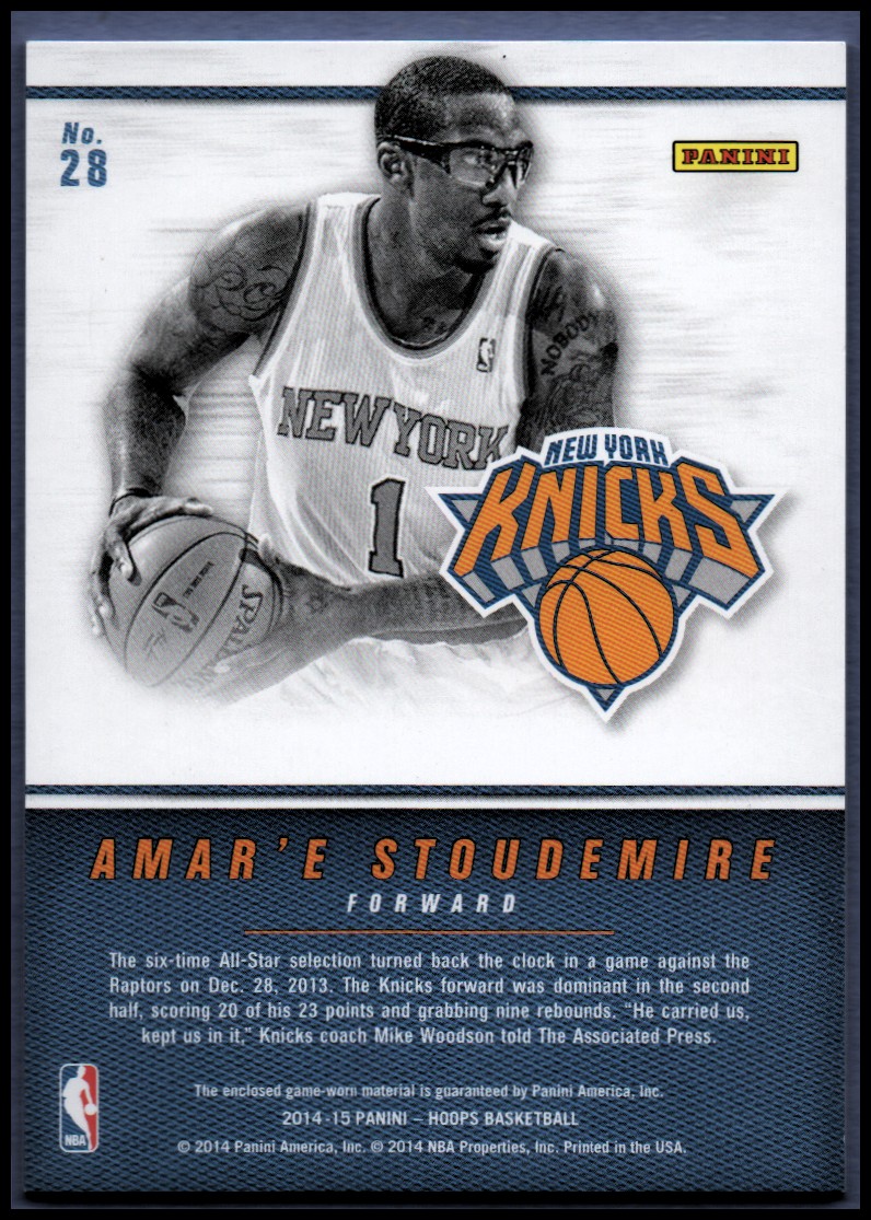 2014-15 Hoops Authentics #28 Amar'e Stoudemire back image