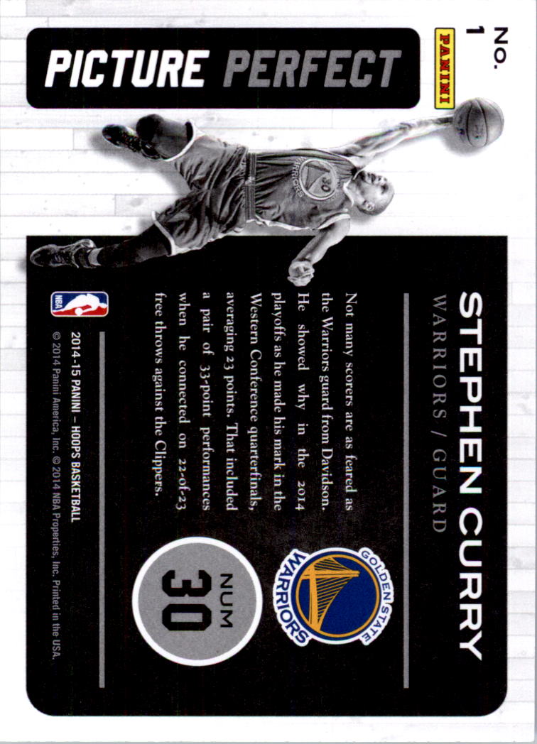 2014-15 Hoops Picture Perfect #1 Stephen Curry back image