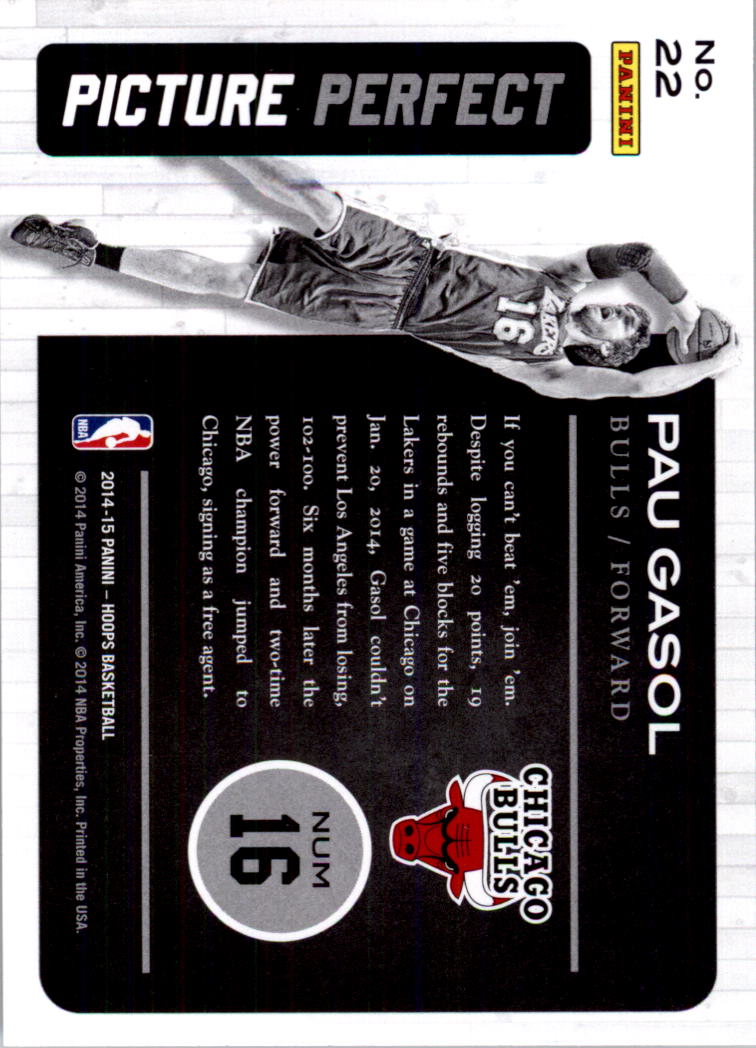 2014-15 Hoops Picture Perfect #22 Pau Gasol back image