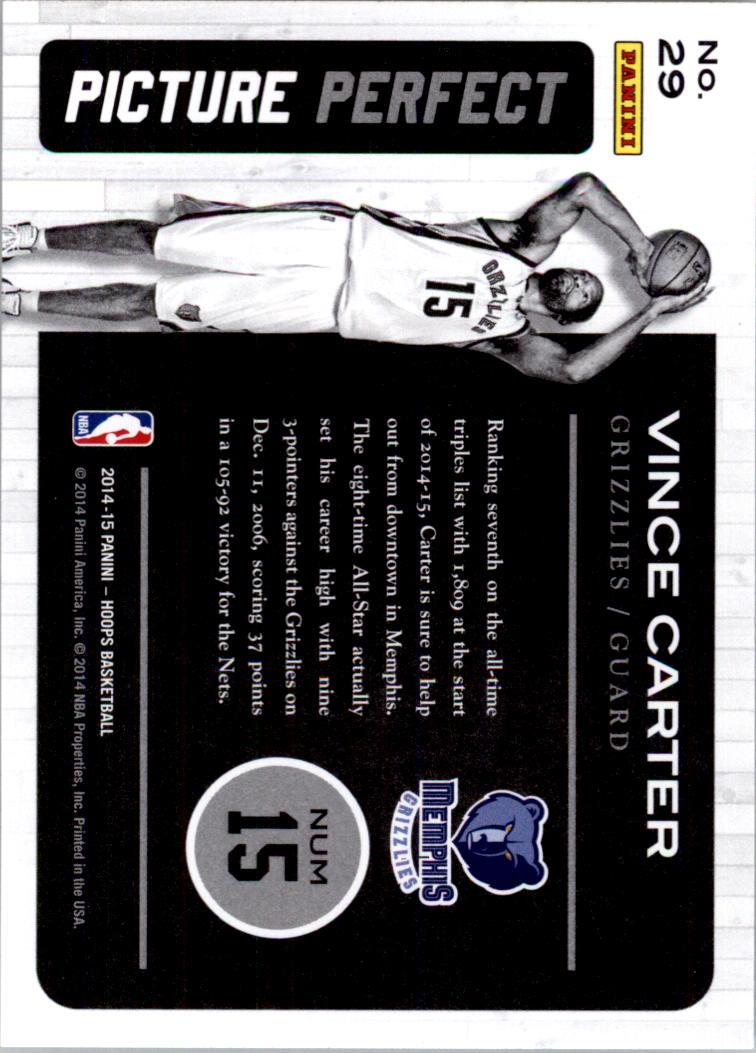 2014-15 Hoops Picture Perfect #29 Vince Carter back image