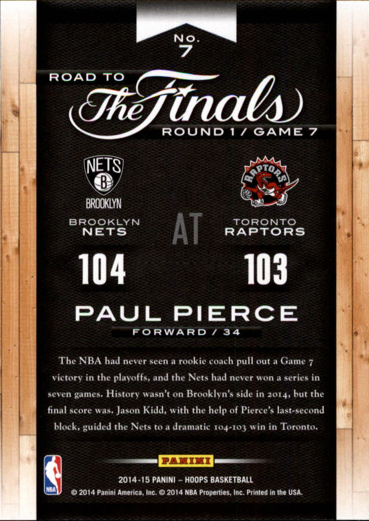 2014-15 Hoops Road to the Finals #7 Paul Pierce R1 back image