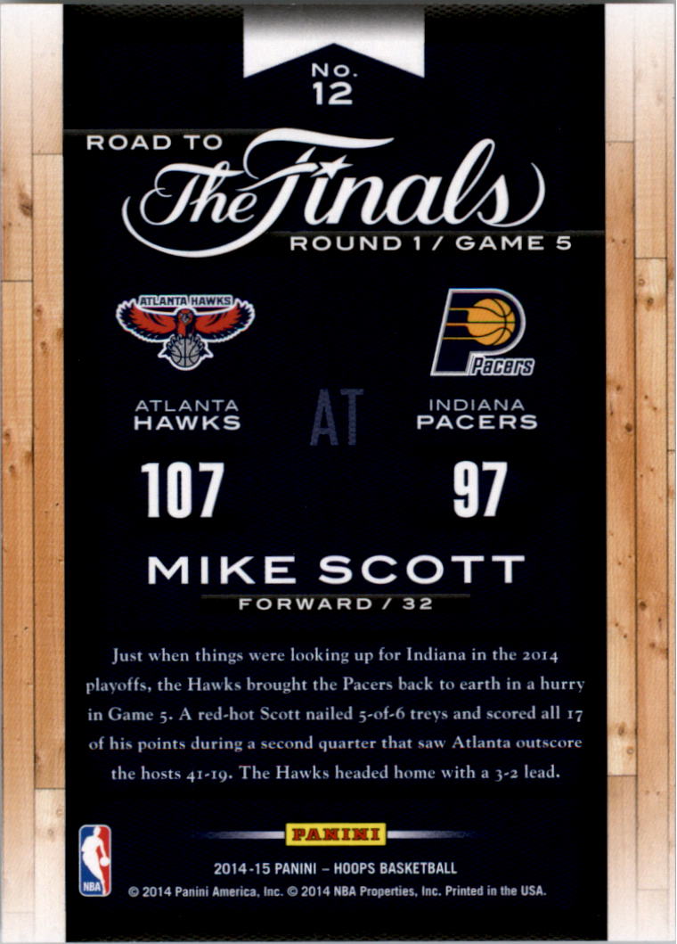2014-15 Hoops Road to the Finals #12 Mike Scott R1 back image