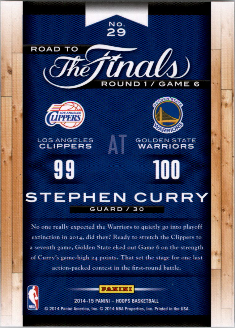 2014-15 Hoops Road to the Finals #29 Stephen Curry R1 back image