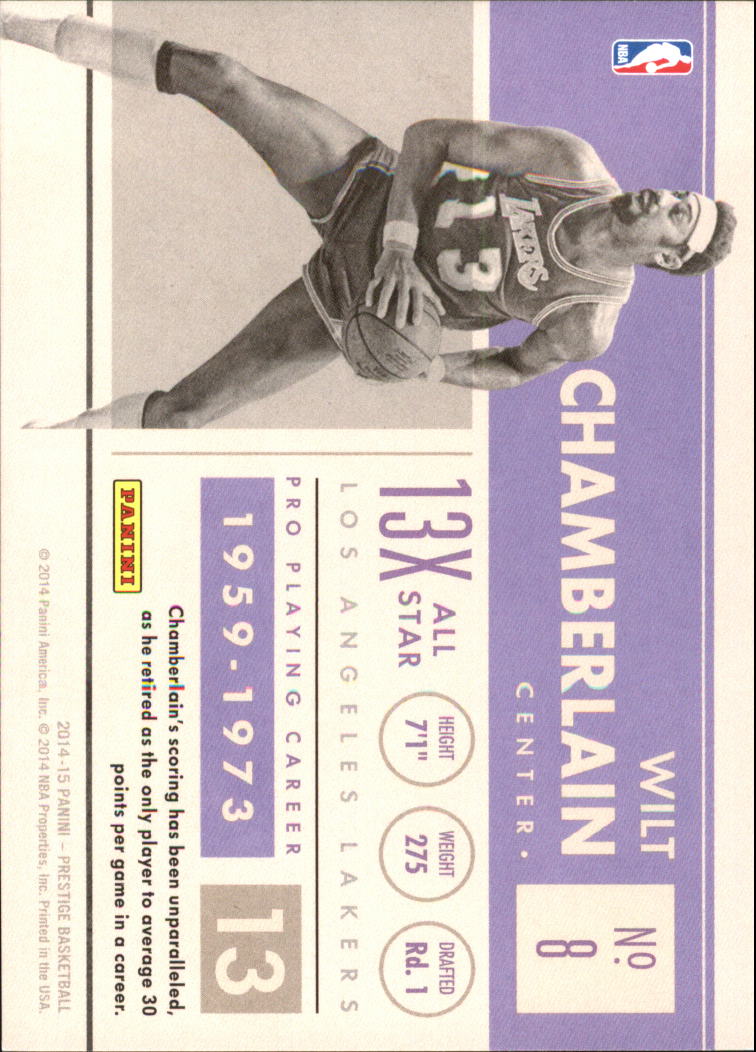 2014-15 Prestige Premium Prestigious Pioneers #8 Wilt Chamberlain back image
