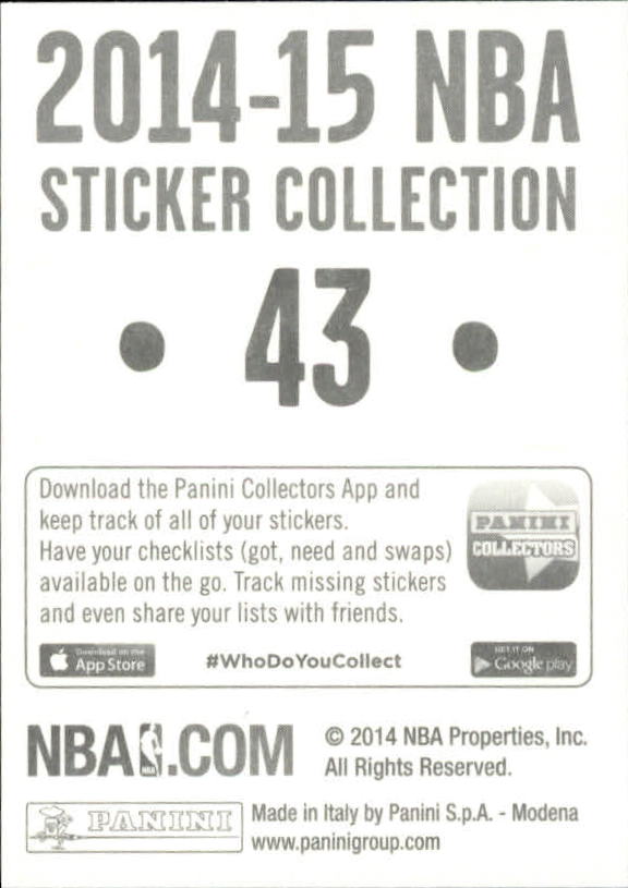 B3437- 2014-15 Panini Stickers Basketball #s 1-250 -You Pick- 15+ FREE US SHIP - Picture 87 of 495