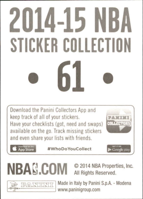 B3437- 2014-15 Panini Stickers Basketball #s 1-250 -You Pick- 15+ FREE US SHIP - Picture 123 of 495