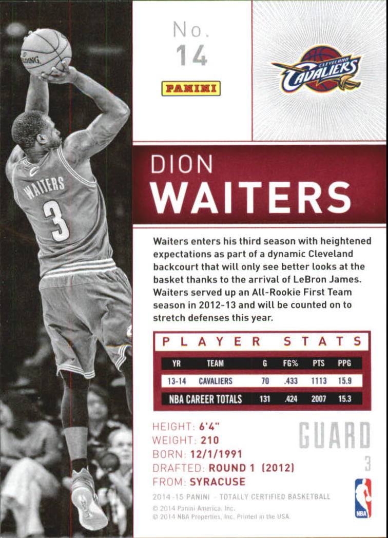 2014-15 Totally Certified #14 Dion Waiters back image